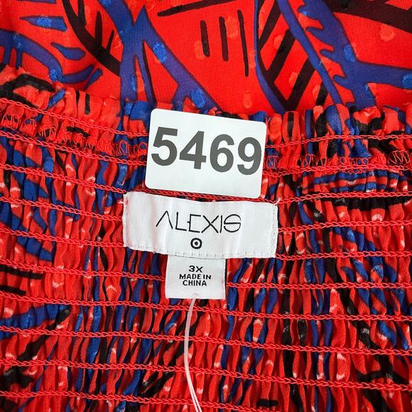 Alexis x Target Dress Women 3X Red Floral Botanical Tie Strap Asymmetrical - Picture 9 of 12